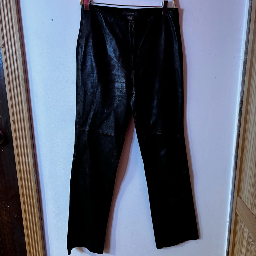 Vintage Banana Republic Black 100% genuine Leather Pants WOMENS sz 4